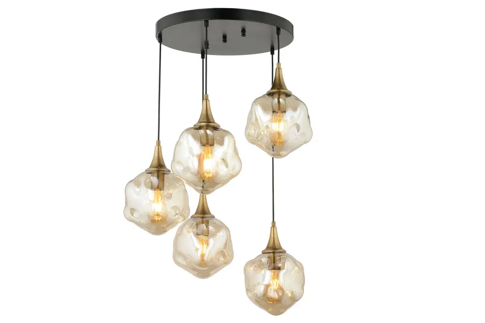 Lampaluce Globo 4 Modern Sarkıt Avize Beşli 70 Cm Sarı