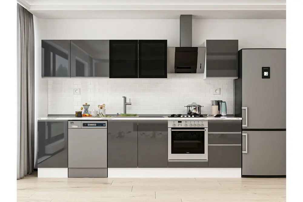 Alvinka 295X210 Cm Mutfak Dolabı, M E80S45S50 3 Antrasit Suntalam