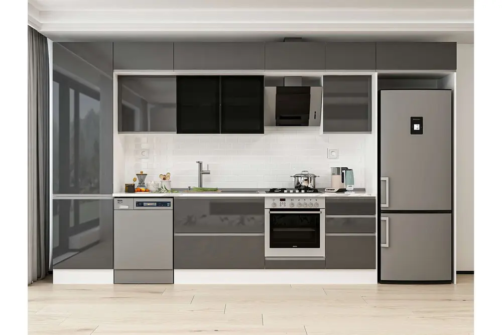Alvinka 400X240 Cm Mutfak Dolabı, Mbb E90B60S50 3 Antrasit Suntalam
