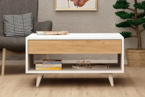Esmob Silla Orta Sehpa, Beyaz-Meşe