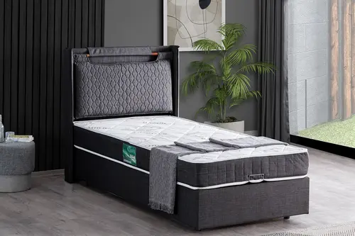 Zagreb Baza Başlık Ve Comfort Yatak, Antrasit, 90X190