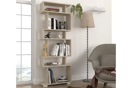 Blok Traverten Desenli Dekoratif Kitaplık