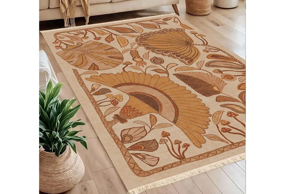 Botanic Baskılı Dokuma Taban Halı, 238 Yng, 80X150 Cm