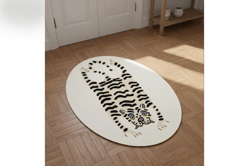 Kaplan Post Baskılı Oval Dokuma Taban Halı, 185 Yng, 80X150 Cm