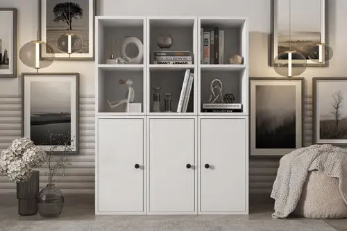 Leksa 3 Kapaklı Raflı Kitaplık 97 Cm Beyaz Ktp-1069-Ç