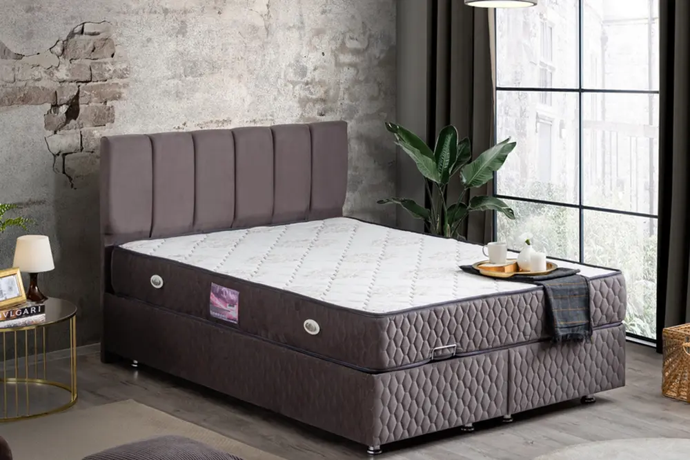 Tetra Baza Başlık Ve Deluxe Yatak Seti, Antrasit, 90X200