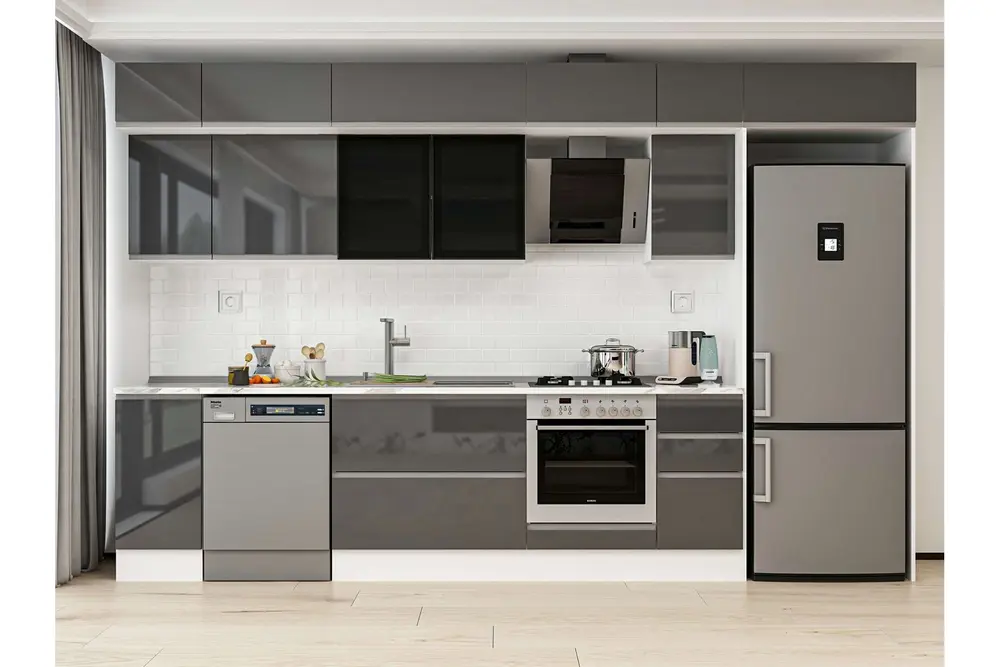 Alvinka 360X240 Cm Mutfak Dolabı, Mb E80S40S40 3 Antrasit Suntalam