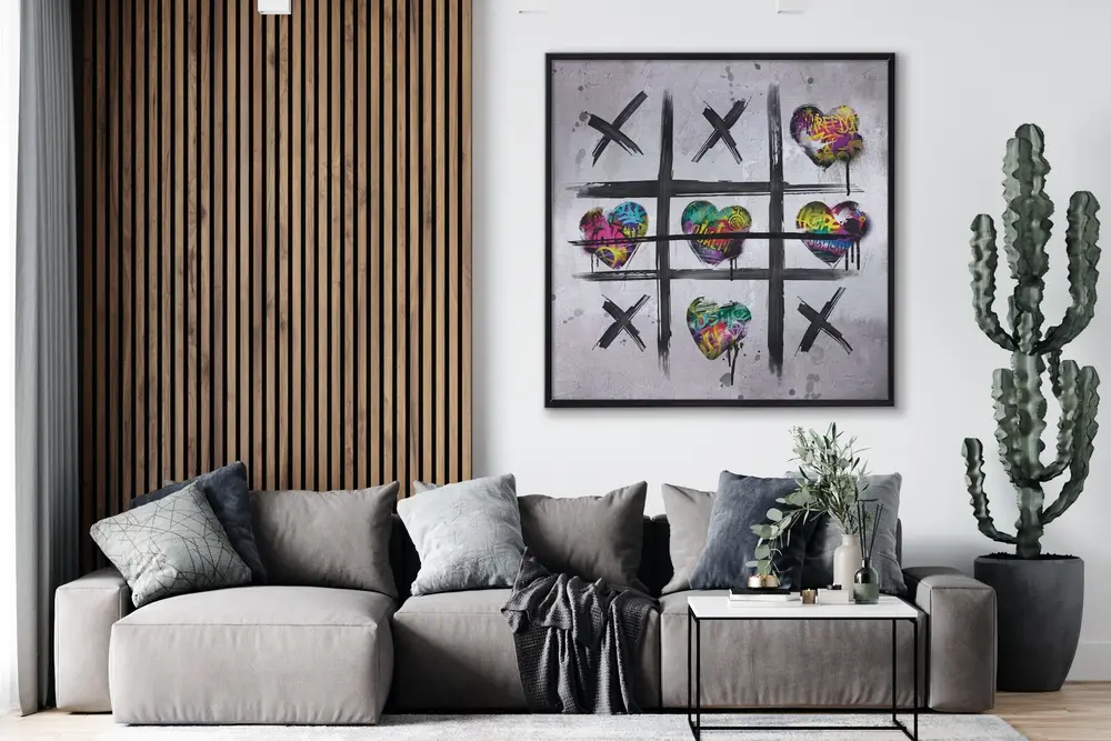 Ahşap Traverten Dokulu Tablo, Çerçeveli, Graffiti X