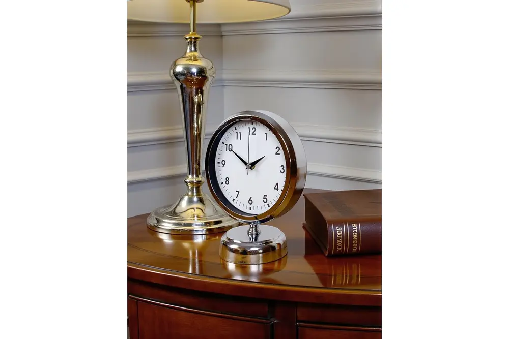 Noble Time Metal Krom Masa Saati 25X20 Cm