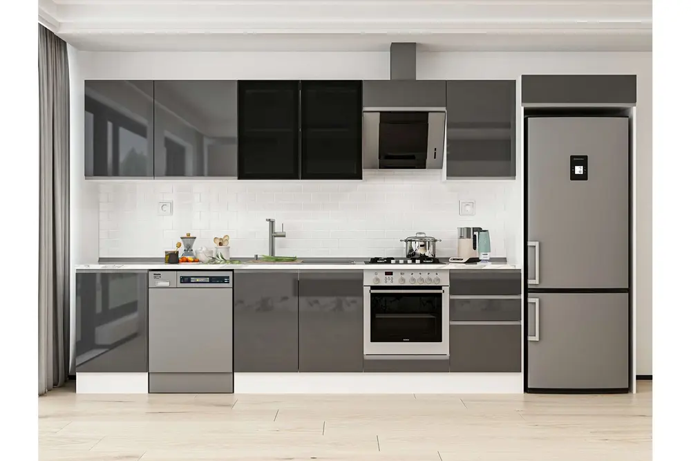 Alvinka 390X222 Cm Mutfak Dolabı, Mb E90S50S50 3 Antrasit Suntalam