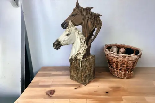 İkili At Heykeli Dekoratif Obje