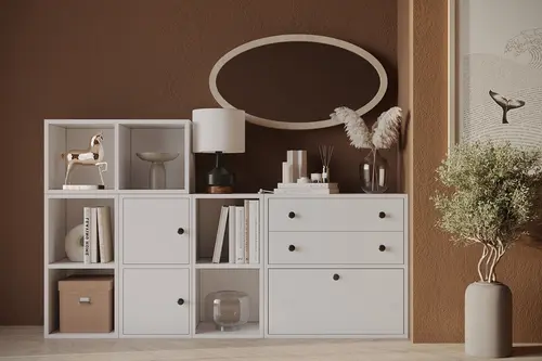Leno Çekmeceli Ve Kapaklı Çok Amaçlı Dolap, Konsol Ve Düzenleyici Dresuar Kbr-Drs-1005