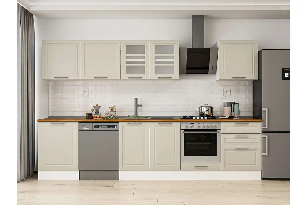 Alvinka 330X210 Cm Klasik Mebran Mutfak Dolabı, M E90S60S60 3 Mebran Kumtaşı Suntalam