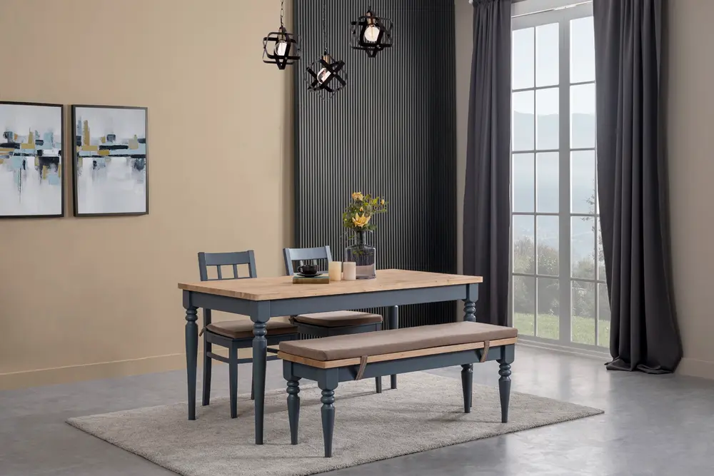 Kosova Ahşap Masa Ve Bench Takımı, 120X80