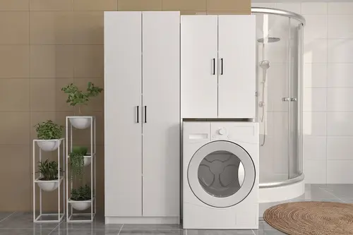 Ternos Tuco Çamaşır Makinesi Banyo Dolabı, Beyaz, 2 Kapaklı
