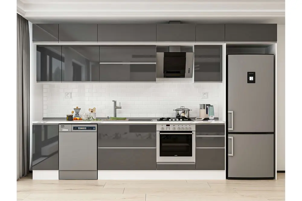 Alvinka 375X240 Cm Mutfak Dolabı, Mb E90S40S45 2 Antrasit Suntalam