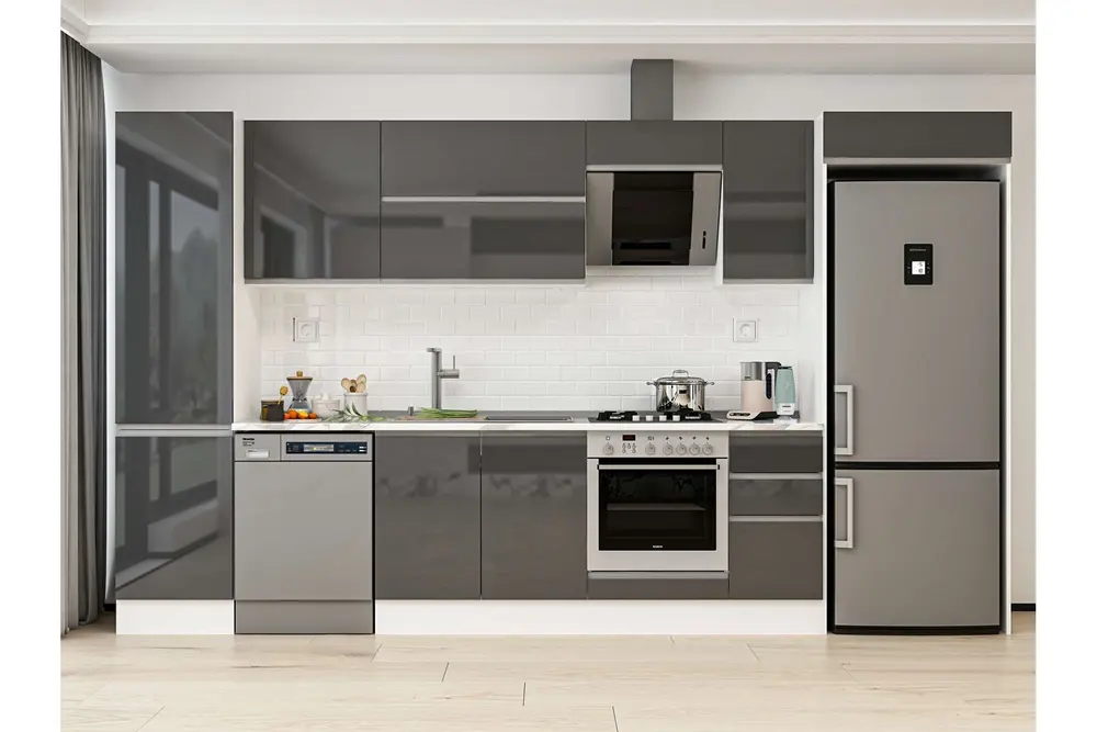 Alvinka 380X222 Cm Mutfak Dolabı, Mbb E90B50S40 2 Antrasit Suntalam