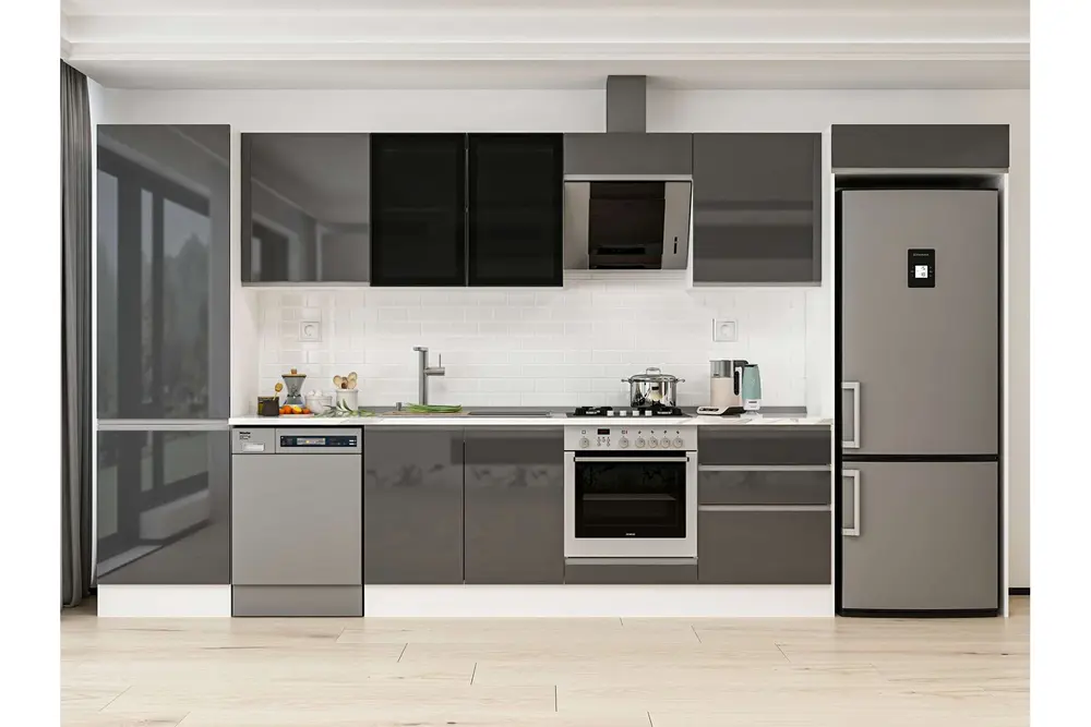 Alvinka 410X222 Cm Mutfak Dolabı, Mbb E90B60S60 3 Antrasit Suntalam