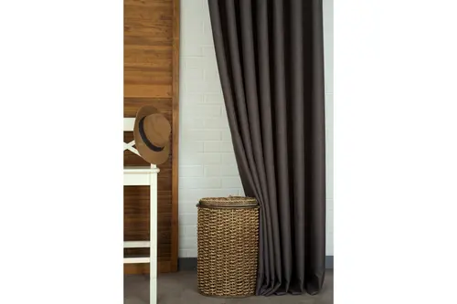 Massarelli Keten Seyrek Pile Fon Perde, Füme, 60X260