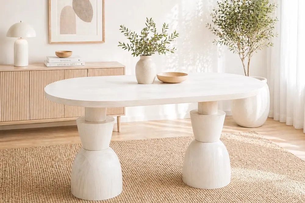 Oscar Oval Mutfak Masası, Beyaz, 160 Cm