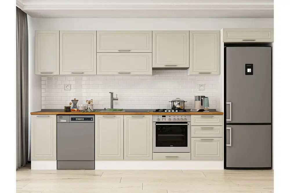 Alvinka 370X222 Cm Klasik Mebran Mutfak Dolabı, Mb E80S40S50 1 Mebran Kumtaşı Suntalam