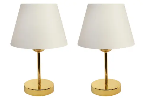 Evlight Metal Ayaklı İkili Abajur Abajur Gold Beyaz