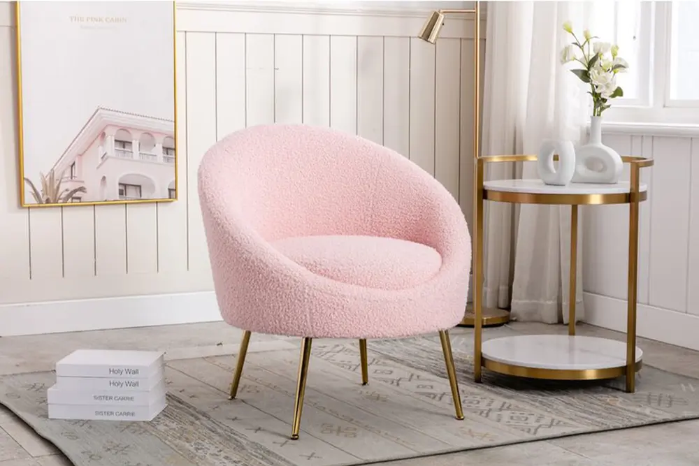 S Home Desıgn Concept Lucca Elips Teddy Berjer, Pembe