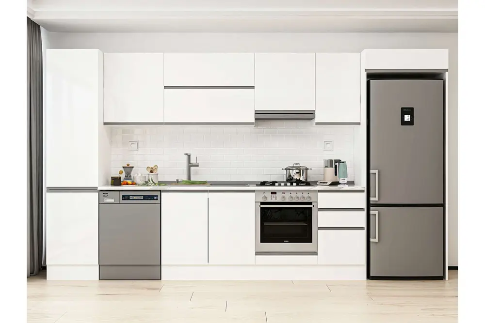 Alvinka 375X222 Cm Mutfak Dolabı, Mbb E80B50S45 1 Beyaz Suntalam