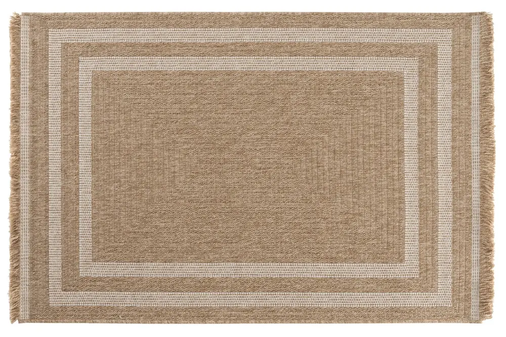 Halımax İndia Jüt Halı 668, Beyaz Çerçeveli, 160X230