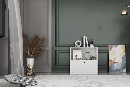 Leksa Düser Kapaklı Raflı Kitaplık 65 Cm Beyaz Ktp-1157-Ç