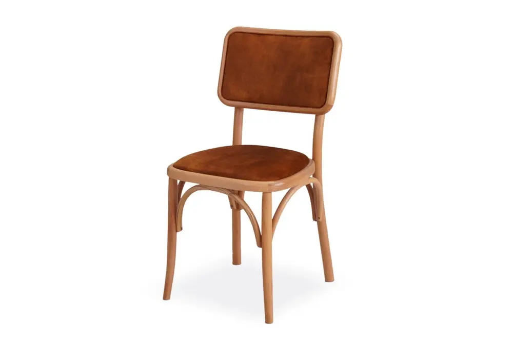 Loft Ahşap Kahverengi Döşemeli Natural Sandalye