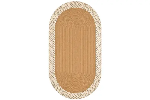 Rixo Çift Taraflı Jüt Kahve-Krem Oval Halı, 80X150