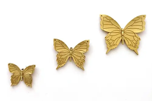 Üçlü Kelebek Duvar Dekoru, Gold