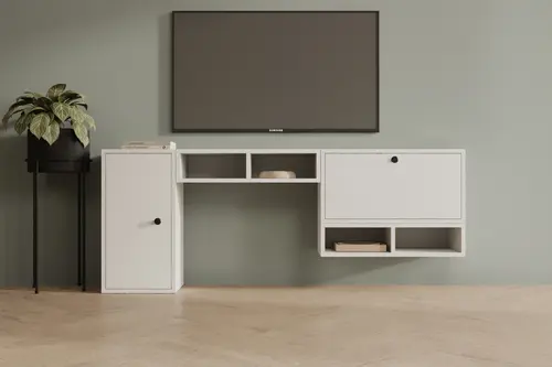 Leron Luna Modül Duvara Monte 2 Kapaklı Modern Duvar Raflı Tv Ünitesi Mst Tvt 1020