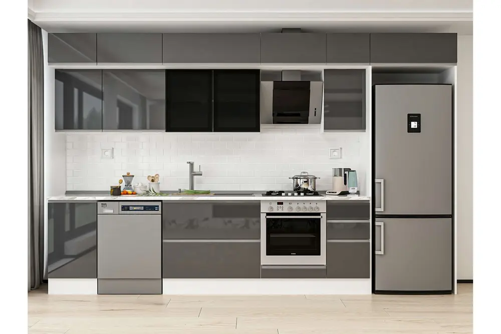 Alvinka 375X240 Cm Mutfak Dolabı, Mb E90S45S40 3 Antrasit Suntalam