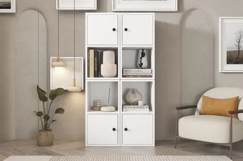 Leksa 4 Kapaklı Raflı Kitaplık 65 Cm Beyaz Ktp-1034-Ç