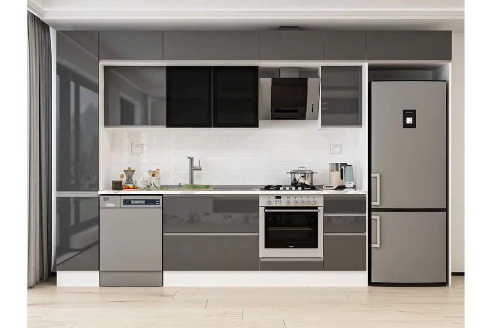 Alvinka 370X240 Cm Mutfak Dolabı, Mbb E90B40S40 3 Antrasit Suntalam