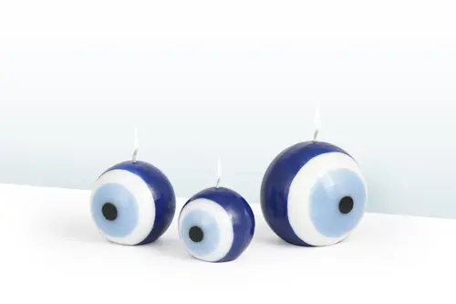 Coho Lumina Nazarlık Küre Mum 7 8 10 Cm Üçlü Set