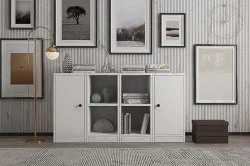 Leksa 2 Kapaklı Raflı Kitaplık 130 Cm Beyaz Ktp-1178-Ç