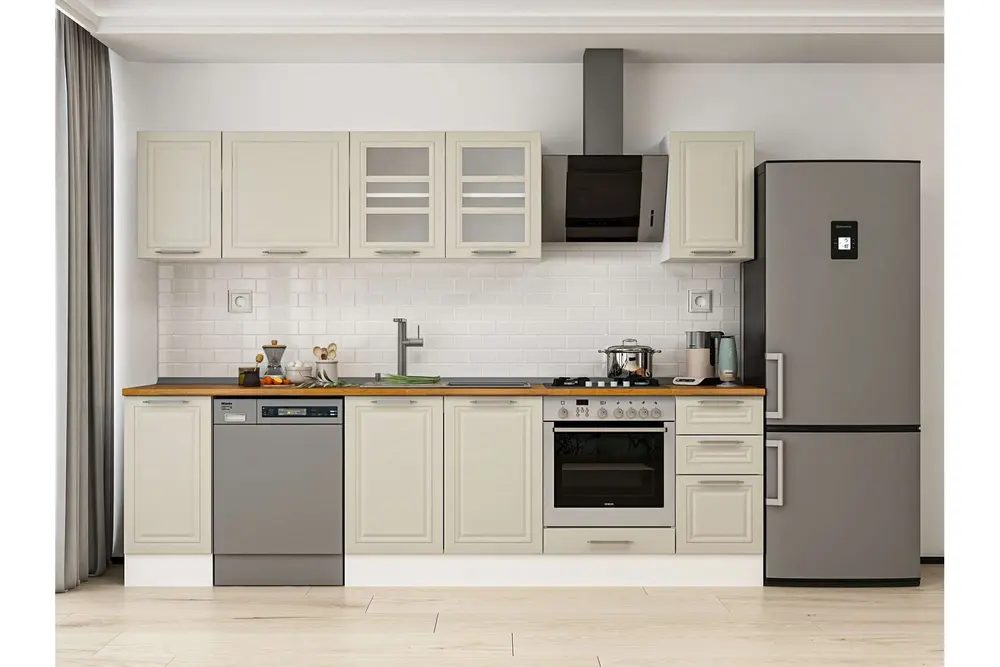 Alvinka 280X210 Cm Klasik Mebran Mutfak Dolabı, M E80S40S40 3 Mebran Kumtaşı Suntalam