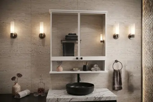 Ruda Raflı Aynalı Banyo Dolabı, Beyaz