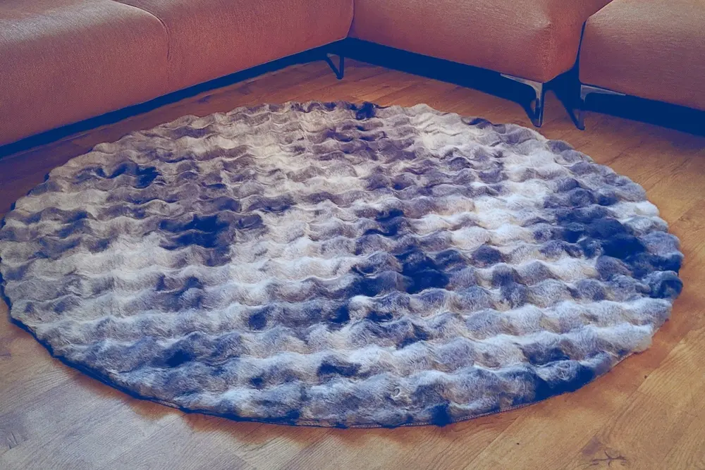 Rex Tavşanı Bubble Post Yuvarlak Halı, Multi Gri, 80X80