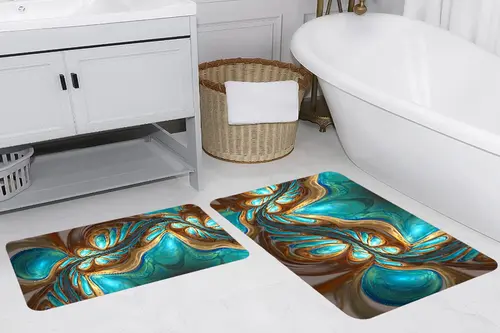 Rovigo Home Dijital Baskılı İkili Banyo Paspas Takımı, Rvg5235