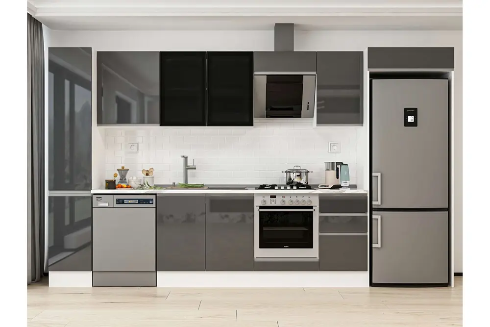 Alvinka 375X222 Cm Mutfak Dolabı, Mbb E90B40S45 3 Antrasit Suntalam