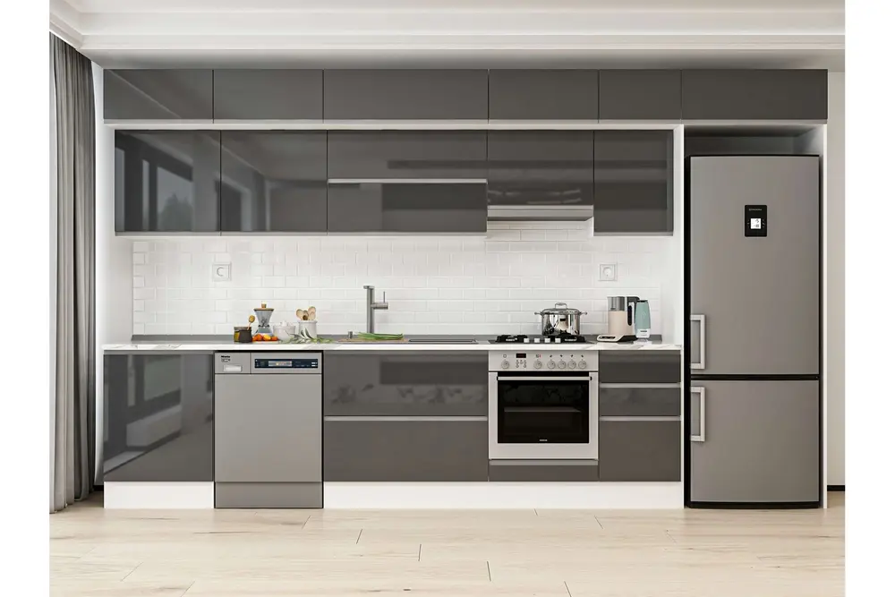Alvinka 395X240 Cm Mutfak Dolabı, Mb E90S60S45 1 Antrasit Suntalam