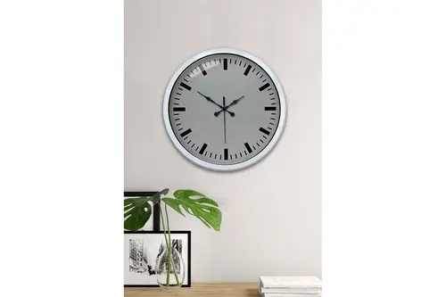 Metal Beyaz Modern Duvar Saati 40 Cm
