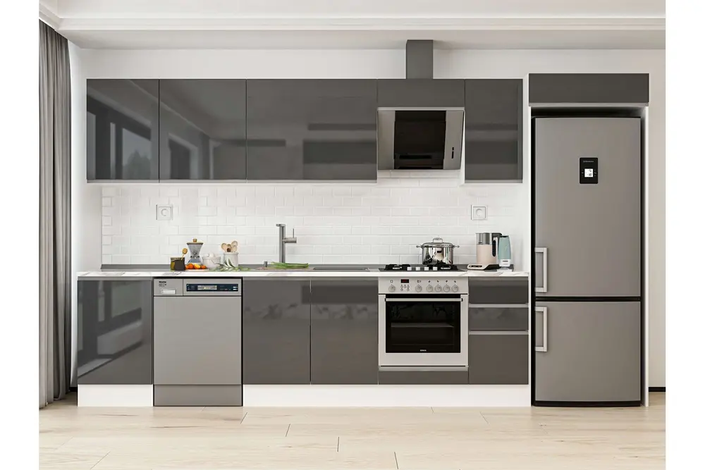Alvinka 370X222 Cm Mutfak Dolabı, Mb E80S50S40 2 Antrasit Suntalam
