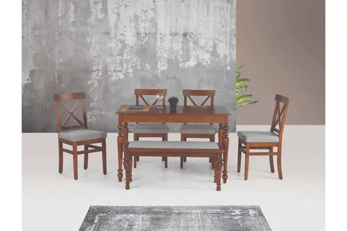 Alzando Açılır Masa Çapraz Döşemeli Sandalye Ceviz, 125X80