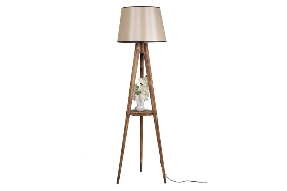 Sehbalı Tripod Yanık Lambader Pramit 15-3 Abajurlu