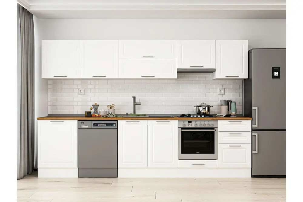 Alvinka 320X210 Cm Klasik Mebran Mutfak Dolabı, M E90S60S50 1 Mebran Beyaz Suntalam